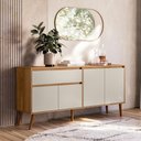 Ver imagem 1 de Buffet Aparador Ravi Pés Retrô Nature Branco Off White - Peternella