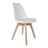 Cadeira de Jantar Saarinen Leda Tulipa Base Wood Madeira Maciça com Estofado em Couro Branco - 1