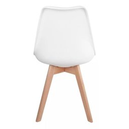 Cadeira de Jantar Saarinen Leda Tulipa Base Wood Madeira Maciça com Estofado em Couro Branco - 2
