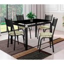 Ver imagem 1 de Conjunto De Mesa Malva Com 4 Cadeiras Tampo De Vidro 107cm SF Preto Fosco Assento Cedro Artefamol 12