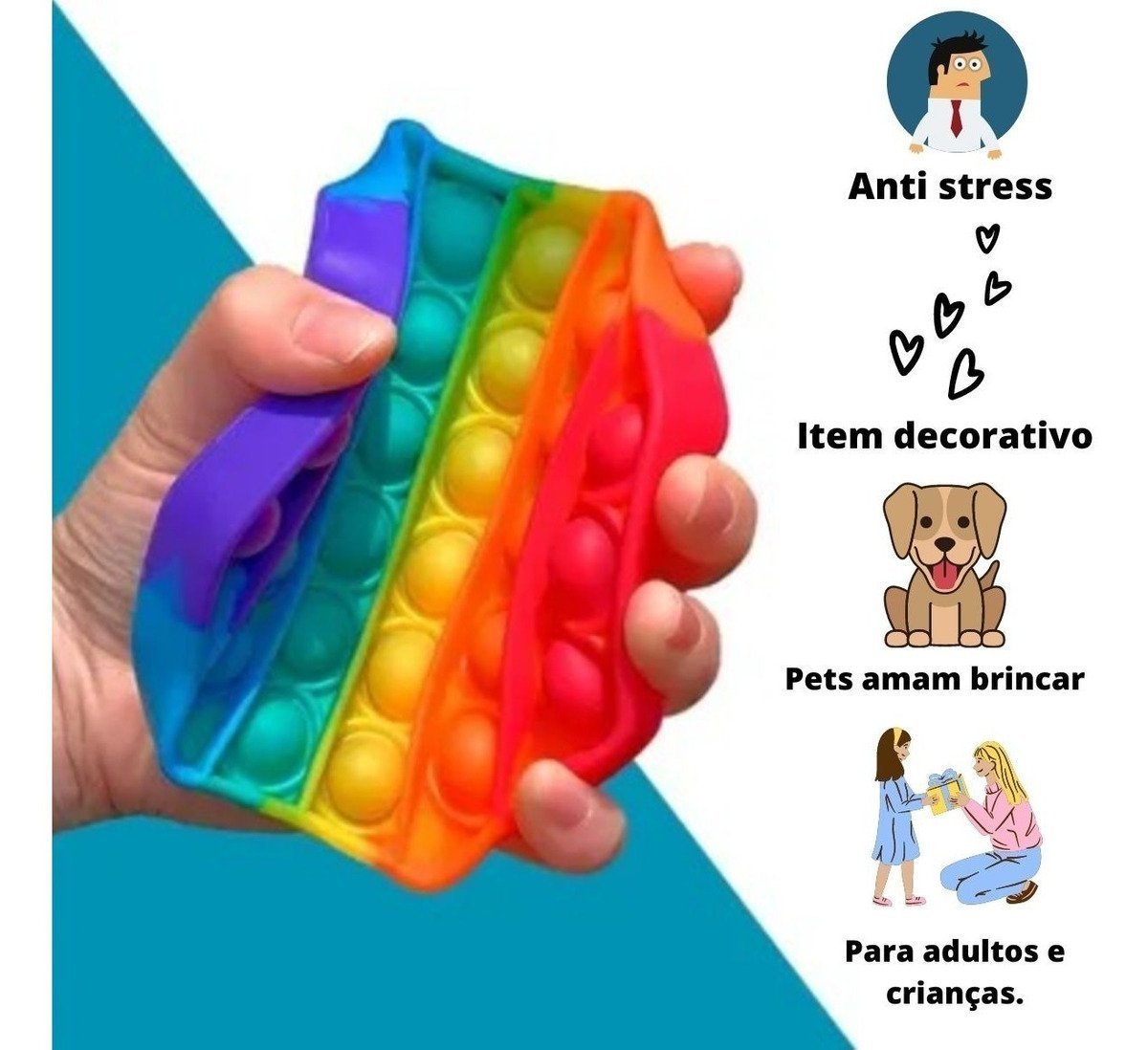 Fidget Toys Pop It Coração Bolinha De Apertar Anti Stress - 3