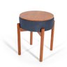 Puff Flex Vira Mesa de Centro Estofado Redondo em Madeira Maciça Liz Azul – Straub Web - 4