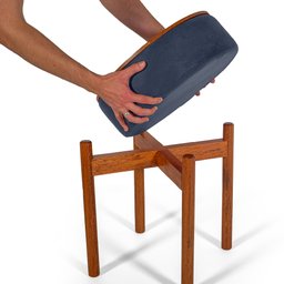 Puff Flex Vira Mesa de Centro Estofado Redondo em Madeira Maciça Liz Azul – Straub Web - 3