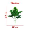 Ver imagem 5 de Kit 2 Ramos Costela de Adão Decorativo Artificial Plástico Verde 9 Folhas Cada 32cm