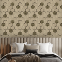 Ver imagem 3 de Papel de Parede 3d Hexagonal Bege Claro 10 Metros