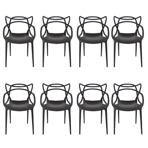 Cadeira Allegra Preta Top Chairs - Kit com 8