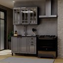 Ver imagem 2 de Cozinha Americana Modulada 2 Peças com Vidros Reflecta Balcão sem Tampo Paris