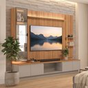 Ver imagem 3 de Rack para Sala com Painel para TV 75 pol Cristaleira LED 290cm Noble L05 Canela Gris Fosco - Lyam de