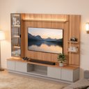 Ver imagem 4 de Rack para Sala com Painel para TV 75 pol Cristaleira LED 290cm Noble L05 Canela Gris Fosco - Lyam de