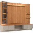 Ver imagem 2 de Rack para Sala com Painel para TV 75 pol Cristaleira LED 290cm Noble L05 Canela Gris Fosco - Lyam de
