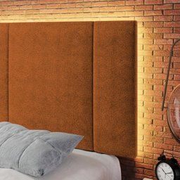 Cabeceira Solteiro Estofada com Led Boucle Teracota - 7 Cabeceira Solteiro Estofada com Led Boucle Teracota - 7
