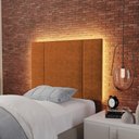 Ver imagem 2 de Cabeceira Solteiro Estofada com Led Boucle Teracota