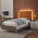 Ver imagem 3 de Cabeceira Solteiro Estofada com Led Boucle Teracota