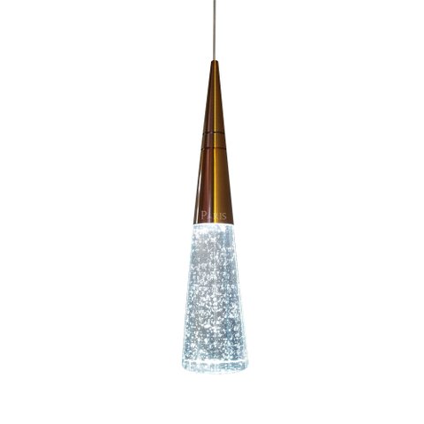 Pendente Cone Dourado Vidro 33cm Led 7W Bivolt PARIS LUZ