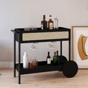 Ver imagem 2 de Carrinho Bar 1 Gaveta 112cm C/ Porta Taças Palhinha Pé Madeira Oslo Artesano | Hanover
