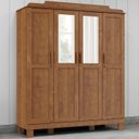 Ver imagem 2 de Guarda Roupa 4 Portas Espelho 152 Cm 1282 Castanho Milani Store