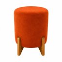 Ver imagem 1 de Puff Redondo Terracota para Sala Quarto Belize Veludo com Pés Madeira