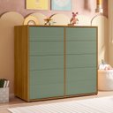 Ver imagem 1 de Cômoda para Quarto Infantil 10 Gavetas Melinda Marrom/Freijó/Verde