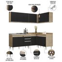 Ver imagem 3 de Armário de Cozinha Modulado de Canto 6 Peças Cp30 com Pia Inox Castanho/preto - Lumil Lumil Móveis