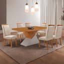 Ver imagem 1 de Mesa de Jantar Aster 180cm Tampo MDF Canto Copo Laminado e 6 Cadeiras Lorena