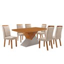 Ver imagem 2 de Mesa de Jantar Aster 180cm Tampo MDF Canto Copo Laminado e 6 Cadeiras Lorena