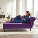 Ver imagem 2 de Recamier Decorativo Divã Amsterdã 147cm Lado Esquerdo Veludo Roxo