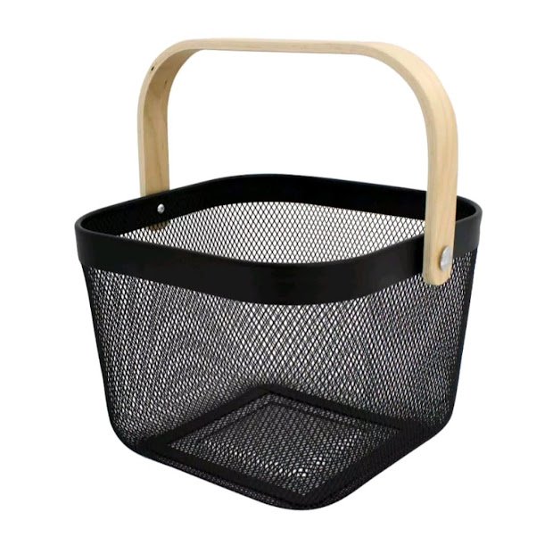 Fruteira Cesto Bambu Caixa Organizadora Decorativa Multiuso Preto - 1