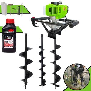 Trado Motorizado Menegotti Mps52 À Gasolina + Brocas 80x10cm 80x15cm 80x20cm + Óleo Toyama