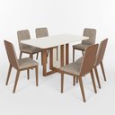 Ver imagem 2 de Conjunto Sala Jantar Mesa Natalí 160 cm Cant Arred C Vidro 6 Cadeira Pietra Henn