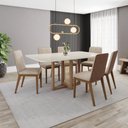 Ver imagem 1 de Conjunto Sala Jantar Mesa Natalí 160 cm Cant Arred C Vidro 6 Cadeira Pietra Henn