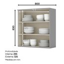 Ver imagem 3 de Armario Aereo 2 Portas Mdf 80 Cm Americana C356 Cinza Henn