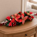 Ver imagem 2 de Arranjo Natalino Centro de Mesa Decoração Bolas Flores 90cm