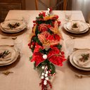 Ver imagem 3 de Arranjo Natalino Centro de Mesa Decoração Bolas Flores 90cm