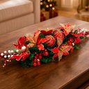 Ver imagem 4 de Arranjo Natalino Centro de Mesa Decoração Bolas Flores 90cm