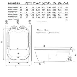 Banheira Dupla Tulipa Completa com Hidro em Acrílico 2.0 - 127v - 2