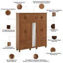 Ver imagem 2 de Guarda Roupa Casal Selena F06 10 Portas 4 Gavetas Madeira Maciça Castanho Lyam Decor