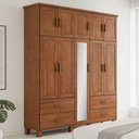 Ver imagem 1 de Guarda Roupa Casal Selena F06 10 Portas 4 Gavetas Madeira Maciça Castanho Lyam Decor