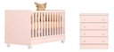Ver imagem 1 de Quarto de Bebê Doce Sonho com Cômoda 777 e Berço Simples Qmovi Rosa Acetinado