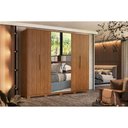 Ver imagem 1 de Guarda Roupa Casal 6 Portas (2 C/ Espelho) e 6 Gavetas C/ Pés Atrice Amêndola Touch - Demóbile