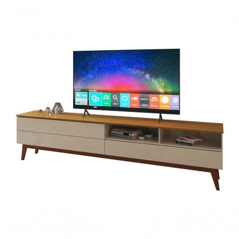 Rack para Tv Wall 2.2 Off White com Nature - Moveisaqui