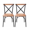 Ver imagem 1 de Kit 2 Cadeiras Industrial Aço Madeira Maciça Lais
