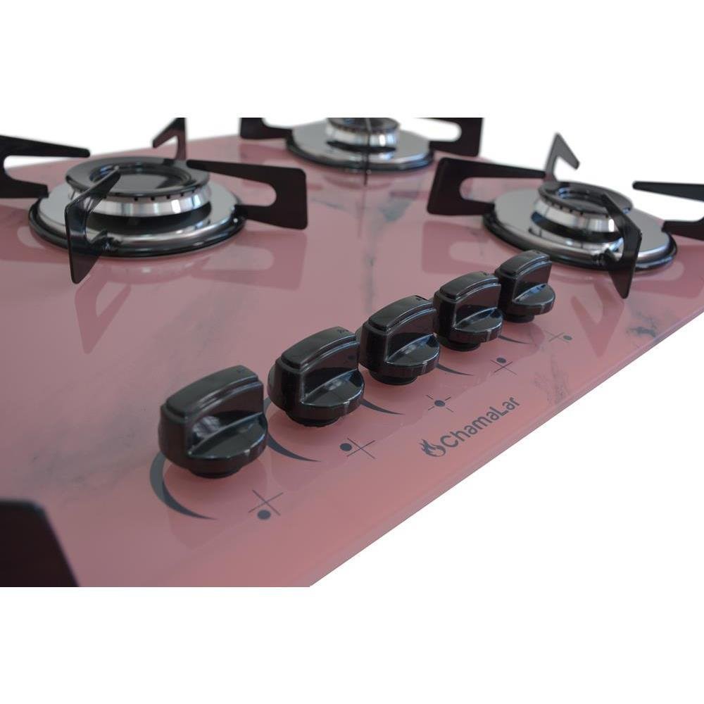 Fogão Cooktop a Gás Chapa 5 Bocas Ultra Chama 127/220v Marmo Marmorizado Rosa - 3