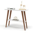 Ver imagem 3 de Aparador Caio 90x30 Tampo Mdf 30mm Pé em Madeira Branco/amadeirado