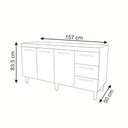 Ver imagem 6 de Balcão Cozinha Armário Gabinete para Pia 157 Cm 3 Portas e 3 Gavetas Estela Savana Preto