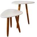 Ver imagem 3 de Kit Mesinha de Canto Pé Palito Retrô 37cm e 52cm Pés Madeira:branco