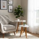 Ver imagem 2 de Kit Mesinha de Canto Pé Palito Retrô 37cm e 52cm Pés Madeira:branco