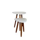 Ver imagem 1 de Kit Mesinha de Canto Pé Palito Retrô 37cm e 52cm Pés Madeira:branco