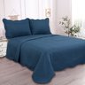 Colcha Cobre Leito Casal Roupa de Cama Kit 2 Pçs Dupla Face - Azul-marinho - 5