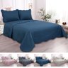 Colcha Cobre Leito Casal Roupa de Cama Kit 2 Pçs Dupla Face - Azul-marinho - 1