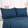 Colcha Cobre Leito Casal Roupa de Cama Kit 2 Pçs Dupla Face - Azul-marinho - 2